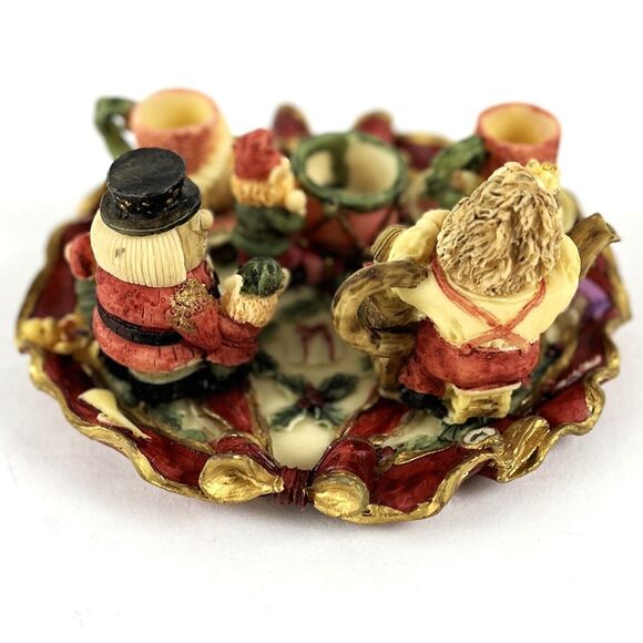 VTG Christmas Miniature Tea Set Santa Elves Workshop Resin Figurines intricate - Picture 2 of 16